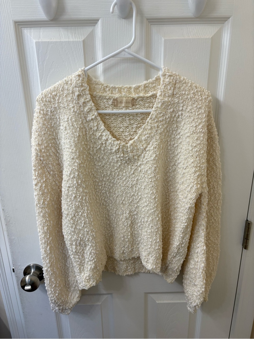 Altar'd State Cream Textured V-Neck Sweater